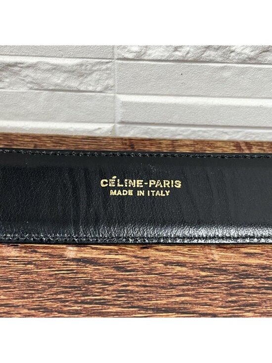 Celine Leather Triomphe Logo Buckle Belt Black main image 5